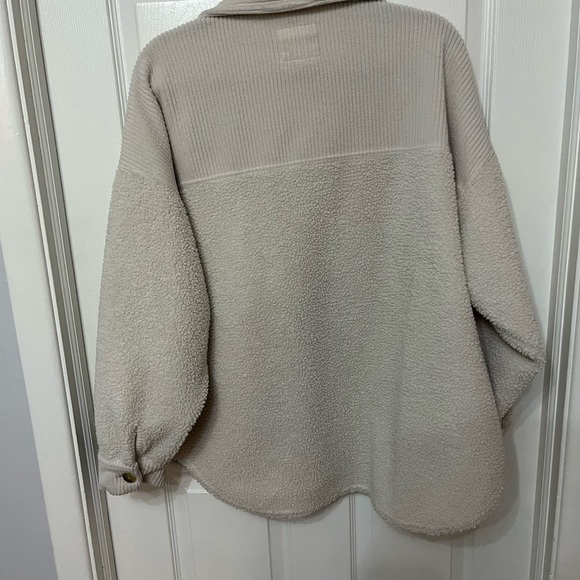 American Eagle Mid-Length Sherpa corduroy oversized Jacket cream large - Picture 6 of 7